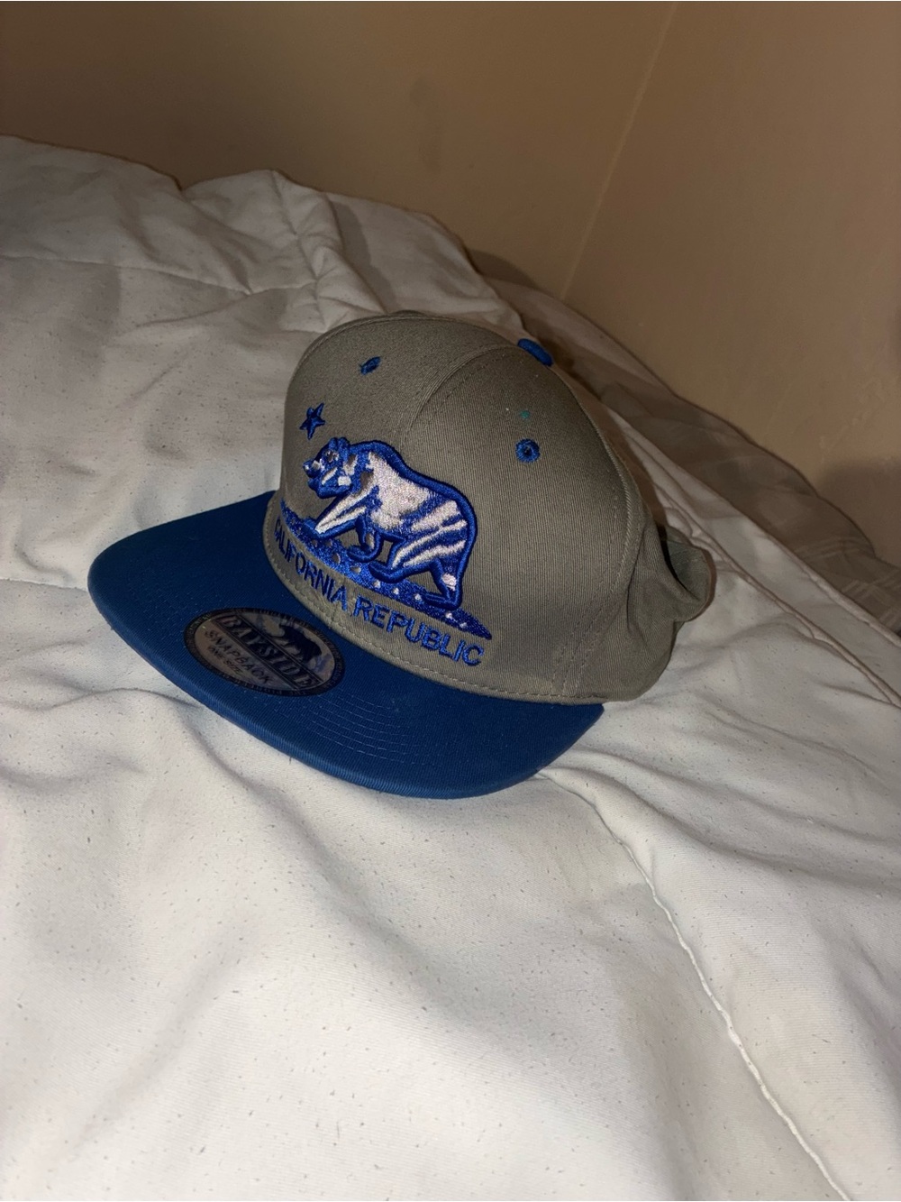 California Republic Two-Tone Snapback Hat - Gray & Royal Blue